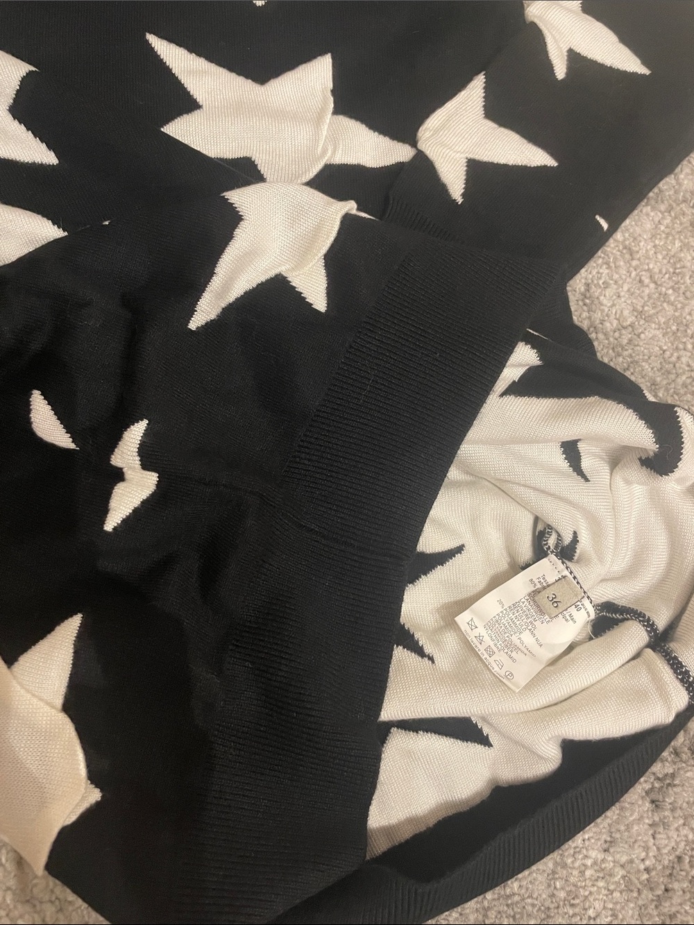 MSGM Black Crewneck Sweater Dress with White Star Print New - Picture 3 of 4